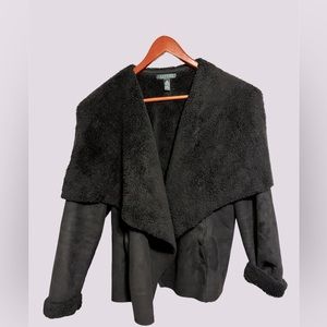 Open jacket with no zipper or buttons.